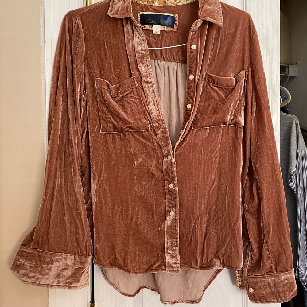Velvet button down shirt